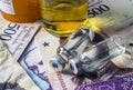 Vials with medication on banknotes Bolivarian, shady deal of medicines in full crisis of Latin American country