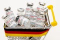 Vials with the Moderna Covid-19 vaccine are used at the corona vaccination centres worldwide Royalty Free Stock Photo