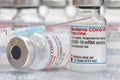 Vials with the Moderna Covid-19 vaccine are used at the corona vaccination centres worldwide Royalty Free Stock Photo