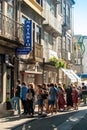 Viana do Castelo, Portugal - July 30, 2021: Long queue at the famous Bakery-Cafe Text in the center of Viana do Castelo Pastelaria