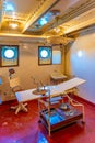 VIANA DO CASTELO, PORTUGAL, MAY 24, 2019: Hospital room at the Gil Eannes ship moored at Viana do Castelo in Portugal Royalty Free Stock Photo