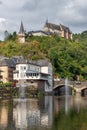 Vianden castle above valley and river Our in Luxembourg Royalty Free Stock Photo