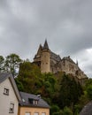 Vianden Castle above the village in Luxembourg Royalty Free Stock Photo