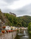 Vianden Castle above the village in Luxembourg Royalty Free Stock Photo
