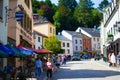 Vianden, Luxembourg; 08/12/2018: Typical street in the old town of Vianden, in Luxembourg, Europe, with colorful houses