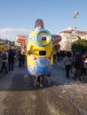 VIAREGGIO, ITALY - FEBRUARY 2: allegorical float of minions at