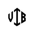 VIB letter logo design with polygon shape. VIB polygon and cube shape logo design. VIB hexagon vector logo template white and Royalty Free Stock Photo