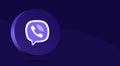 Viber logo minimal design on the round button 3d render. Social media icon