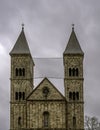 Viborg Cathedral in Denmark with two towers and a net between Royalty Free Stock Photo