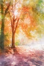 The vibrancy of nature caught in Impressionist brushwork, a watercolor scene alive with the dance of light Royalty Free Stock Photo