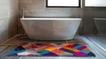 Vibrant Absorbent Rug in Contemporary Bathroom