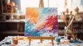 Vibrant Abstract Art: Colorful Paint Strokes on Canvas