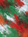 Vibrant Abstract Art Featuring Bold Strokes of Green, Red, and Orange With White Accents in a Dynamic Composition Royalty Free Stock Photo