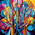 Vibrant Abstract Art: Harmonious Composition of Medical Instruments
