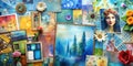 Vibrant abstract artwork captivates with its dynamic interplay of colors and shapes