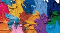 Vibrant Palette of Thick Multicolored Paint Strokes in Abstract Artistic Composition on Canvas