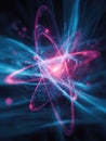 Vibrant Abstract Atomic Structure With Glowing Electron Orbits and Colorful Energy Levels on a Dark Background for Royalty Free Stock Photo