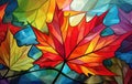 Vibrant Abstract Autumn Leaves in Stylized Geometric Patterns - Generative AI