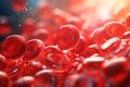 Vibrant abstract background with close up of blood cells leukocytes, erythrocytes, and more.