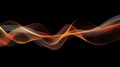 Abstract Orange and Yellow Wavy Lines on Black Background Digital Sound Wave Energy Flow Data Network Visualization Royalty Free Stock Photo