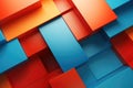 A vibrant abstract background featuring blue and red squares., Modern 3D Texture Abstract Bright Colors Geometry Orange Blue Red Royalty Free Stock Photo