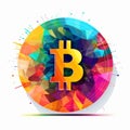 Colorful Bitcoin Icon: Abstract Geometric Square Art