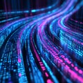 Vibrant Abstract Background with Flowing Data in Neon Colors and Dynamic Digital Patterns Royalty Free Stock Photo