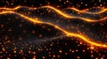 Vibrant Abstract Background with Flowing Waves of Light and Sparkling Particles in Dark Space Royalty Free Stock Photo