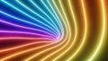 Rainbow Neon Light Trails Abstract Background. Royalty Free Stock Photo