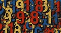 Vibrant Abstract Background of Overlapping Numbers Royalty Free Stock Photo