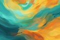 Vibrant abstract background with shades of orange, yellow, turquoise and teal, AI generated Royalty Free Stock Photo