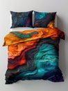 Vibrant abstract bedding set with cosmic design Royalty Free Stock Photo