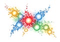 Vibrant abstract burst of colorful glowing spheres and bubbles in a dynamic formation Royalty Free Stock Photo