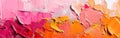 Vibrant Abstract Canvas Painting with Orange and Pink Brushstrokes - Colorful Texture in Oil and Acrylic - Panoramic Banner Art