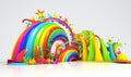 Vibrant abstract carnival design with rainbow colors and shapes Creating using generative AI tools