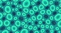 Vibrant abstract celllike structures in glowing blue and teal hues creating a mesmerizing cellular pattern Royalty Free Stock Photo