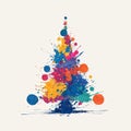 Vibrant Abstract Christmas Tree Splatter Art Royalty Free Stock Photo