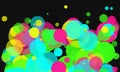 Vibrant abstract circles design overlaying on a black background beautifully and cheerfully Royalty Free Stock Photo