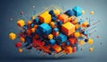 Abstract Composition of Colorful Cubes with Geometric Lines Royalty Free Stock Photo