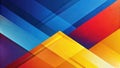Vibrant abstract composition featuring dynamic intersections of blue, red, and yellow geometric shapes with linear patterns. Royalty Free Stock Photo
