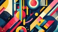 Abstract Composition Featuring Geometric Shapes in Various Bright Colors Royalty Free Stock Photo