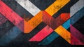 Vibrant abstract composition with intersecting colorful geometric shapes
