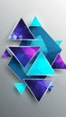 Vibrant abstract composition of overlapping geometric triangles in shades of blue purple and cyan with hexagonal patterns and Royalty Free Stock Photo