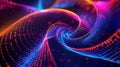 Vibrant abstract design symbolizing digital connectivity with swirling neon colors intertwining representing the flow of