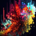 some pixel art work with many small squares of colorful colors