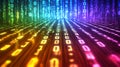 Vibrant abstract digital background featuring binary data patterns and rich color combinations Royalty Free Stock Photo