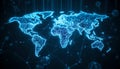 Global Digital Network Map - Interconnected World Royalty Free Stock Photo