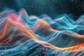 Vibrant abstract digital waves with dynamic flow. Neural network AI generated Royalty Free Stock Photo
