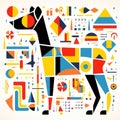 Vibrant Abstract Dog In De Stijl Style: Modern Geometric Design Concept