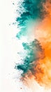 Vibrant Abstract Exploding Powder Cloud Teal Orange White Background Royalty Free Stock Photo